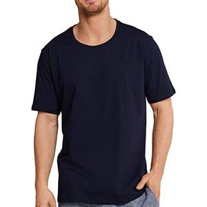 Schiesser Heren Mix & Relax T-shirt ronde hals pyjama top, blauw (donkerblauw 803), 54