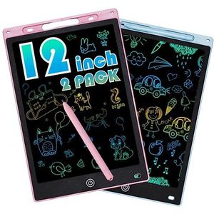 Magische schoolbord LCD schrijfbord kinderen 30 cm schilderbord toverbord vanaf 2 3 4 5 6 jaar oud jongens meisjes kleurrijk scherm schrijftablet herhaaldelijk schrijven en tekenen blauw + roze 2