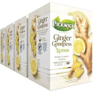 Pickwick Ginger Goodness Lemon Kruidenthee (60 Theezakjes - 100% Natuurlijk - UTZ Gecertificeerd) - 4 x 15 Zakjes