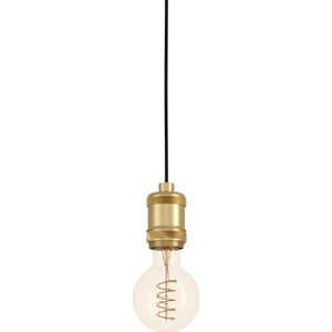 EGLO Hanglamp Yorth, 1-lamps pendellamp boven eettafel, lamp hangend voor woonkamer en eetkamer, snoerhanger van metaal in goud en zwart, E27 fitting