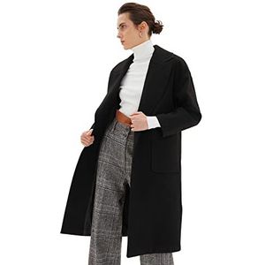 Trendyol Dames rechte plussize mantel, zwart, 40/Grote Maten