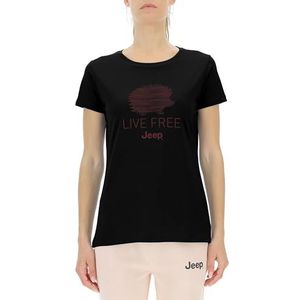 Jeep Dames J J23w egelmotief - Live Free Print Groot T-shirt, Zwart, X-Small, zwart, XS