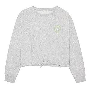 TOM TAILOR Sweatshirt voor meisjes met smiley-borduurwerk, 15398-Light Stone Grey Melange, 128 cm