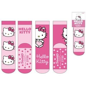 United Labels Hello Kitty Huttensokken, gebreide huissokken met sherpa-voering voor dames, knuffelsokken, pluizige wintersokken, warme damessokken, eenheidsmaat, roze