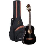 Ortega Guitars Zwarte concertgitaar 3/4 grootte - Family Series - inclusief Gigbag - mahonie/sparren plafond (R221BK-3/4)