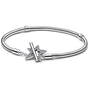 Pandora Moments Asymmetric Star T-bar Snake Chain Bracelet 592357C01-21