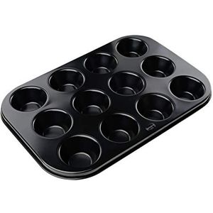 Dr. Oetker Cameo Tradition Bakvorm voor muffins/cupcakes, van aluminium, met antiaanbaklaag, zwart, 1 stuk