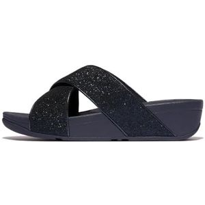 Fitflop Dames LULU GLITTERDUST Cross Slides Sandaal, Navy, 3 UK, marineblauw, 36 EU