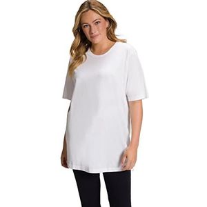 Ulla Popken Dames grote maten plus size T-shirt, ronde hals, relaxed, halve mouw sneeuwwit 66+ 486910200-66+, sneeuwwit, 66/68 NL