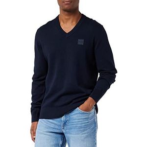 BOSS Heren Knitwear Knitted_Sweater, Dark Blue, M