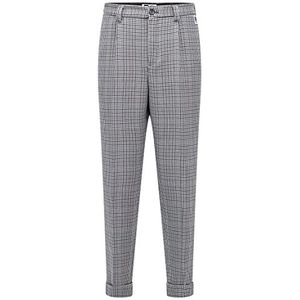 BOSS Heren Pedro RA relaxed-fit broek met pied-poule patroon en exclusief logo, Medium Grey30, 56