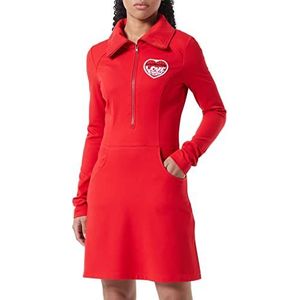 Love Moschino Lange mouwloze damesjurk met geborduurde Storm Heart Patch Jurk, rood, 48