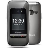 EmporiaOne | Senior mobiele telefoon | Flip Phone zonder contract | Mobiele telefoon met noodoproepknop | 2,4-inch display | Spacegrey, grijs/zilver