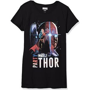 Marvel Little Big Watcher Party Thor Girls T-shirt met korte mouwen, zwart, XS, zwart, XS, zwart, XS, zwart, XS