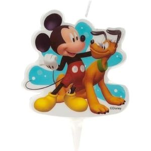 dekora - Verjaardagskaars Mickey Mouse en Pluto 2D Taart - 7,5 cm