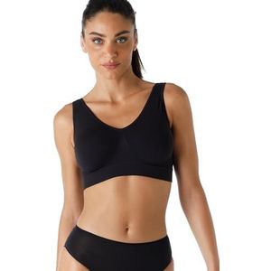 Lovable Brassière, onzichtbare beha zonder beugel, sporttop, sporttop, sportyoga, van microvezel, naadloos, Active Comfort voor dames, Zwart, S