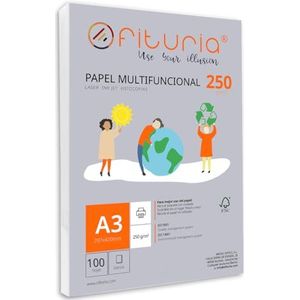 Set van 100 witte A3-vellen, 250 g printerpapier, multifunctioneel kopieerpapier voor school en kantoor. Ideaal voor laserprinters, inkjetprinters of kopieerapparaten - Ofituria
