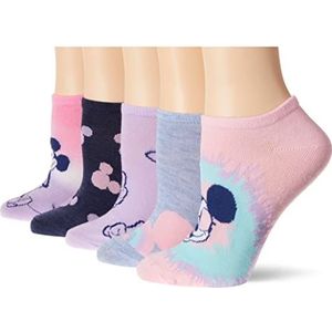 Disney Mickey Mouse No Show Socks Casual Socks, roze gesorteerd, 8-10 (5 stuks) dames, Roze gesorteerd, 8-10
