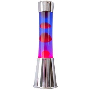 Fisura - Lavalamp. Lamp met ontspannend effect. Inclusief reservelamp. 11 cm x 11 cm x 39,5 cm. (Paars, chroom)