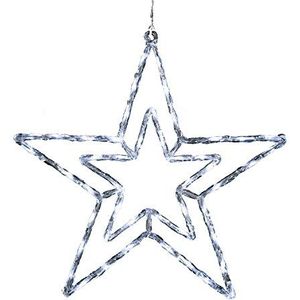 Konstsmide 4471-203EE Kerstverlichting, buitenverlichting, ledverlichting, acryl, decoratie ""Star"", 8 functies, met geheugenbesturingseenheid, 48 ijswitte leds, transparante kabel