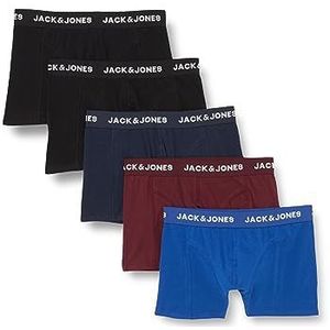 Jack & Jones Basic boxershorts, verpakking van 5 stuks, korte onderbroeken met logoprint, JACBLACK, zwart-blauw, L