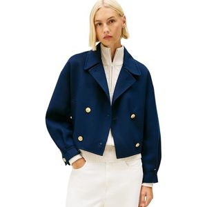 Tommy Hilfiger Dames DF WOOL GOUD KNOP PEACOAT WW0WW47759 Andere jassen, BLAUW (Dark Night Navy), 38, BLAUW (Donker Nacht Navy), 64