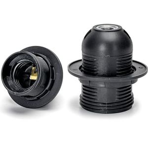 Lamphouder E27, kunststof, met veerklem, volledige schroefdraad, zwart