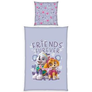 Paw Patrol beddengoed, kussensloop ca. 80 x 80 cm, dekbedovertrek ca. 135 x 200 cm, met knoopsluiting, 100% katoen