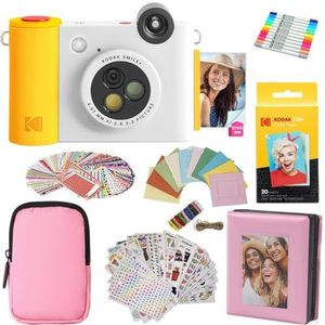 KODAK Smile+ 2-in-1 Digitale Camera & Fotoprinter Cadeaupakket + Tas + Zink 20pk + Album + Stickers - Wit