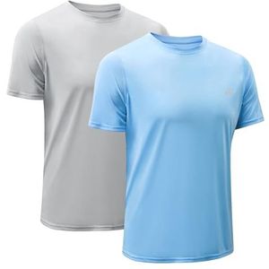 MeetHoo Rash Guards Sportshirt voor heren, korte mouwen, anti-UV-bescherming, sportshirt, shirt, bescherming, UPF 50+