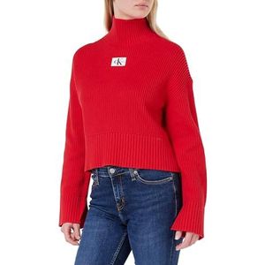 Calvin Klein Jeans Dikke trui met label voor dames, Snoep Appel, XXS