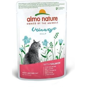 Almo Nature Holistic Urinary Help Kattenvoer, Natvoer voor Volwassen Katten met Zalm. 30 Pack (30 x 70g)