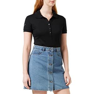 Trigema Dames poloshirt met Swarovski® kristallen, zwart (008), XXL