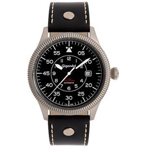 Gigandet Heren analoog Japans automatisch uurwerk horloge met lederen armband VNAG8/006, zwart