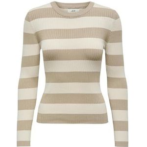 JdY Dames Jdyplum L/S O-hals Stripe Pullover Knt Pullover, beige, M