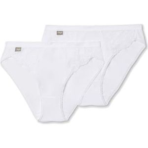 Playtex Damesslip, hoge taille, katoen en kant, 2 stuks, Wit, M