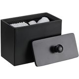Luxspire - Cotton Swab Holder - Matte Black - Dispenser Storage Box - 2 Compartments