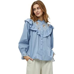 Minus Estrid Borduurblouse | Blauwe Blouses Voor Dames UK | Lente Dames Tops | Maat 6