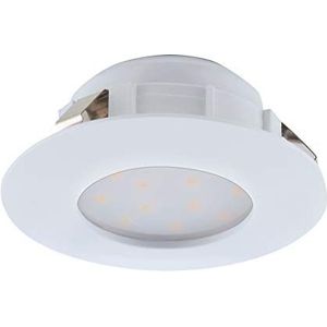 EGLO LED inbouwspot Pineda, LED-spot van kunststof, LED inbouwlamp in wit, inbouwspot LED plat, Ø 7,8 cm