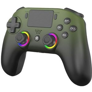 Subsonic – Draadloze PS5-controller met programmeerbare paddles en LED's, trilfunctie en touchpad – PS5-controller in legergroen