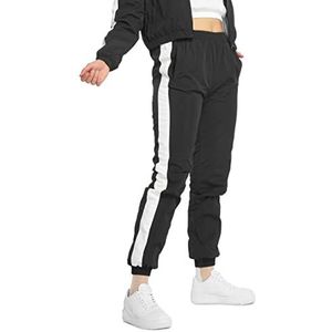Urban Classics Trainingsbroek sportbroek dames gestreepte Crinkle Track Pants, zwart/wit, XS