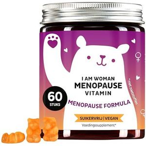 I Am Woman Menopause Vitamin – Vitaminen- & Mineralencomplex – Met Teunisbloemolie, Biotine, Selenium, Vitamine-B-Complex, Foliumzuur, Zink – 60 stuks – Suikervrij, Vegan – Bears with Benefits