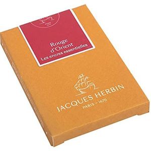 Jacques Herbin 11069JT – een box met 7 grote patronen, internationale maten, voor vulpen en rollerbalpen, oriëntaalrood