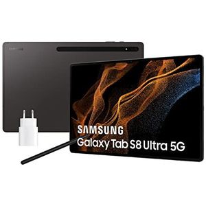 Samsung Galaxy Tab S8 Ultra met oplader - 14,6 inch tablet (12 GB RAM, 256 GB geheugen, 5 G, Android 12) zwart - Spaanse versie