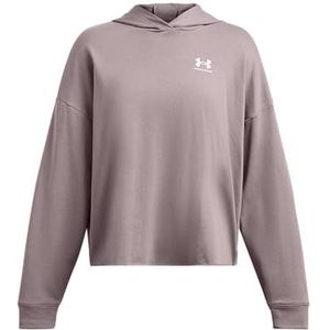 Under Armour Rival Terry Oversized Hoodie Sweatshirt met capuchon voor dames, Tetra Grijs/Wit, S