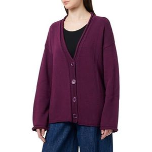 Trendyol Dames rechte lange mouwen plus size gebreide jas, pruim, L Grote maten