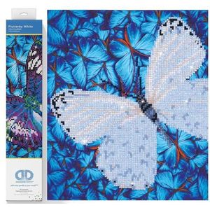 Diamond Dotz DD5-021 vlinder wit, ca. 30,5 x 30,5 cm groot, diamond painting, schilderen met diamanten, fonkelende afbeelding om zelf vorm te geven, voor kinderen en volwassenen