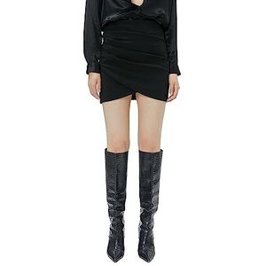 Koton Dames Slim Fit Draped Asymmetric Mini Rok, 999 (zwart), L
