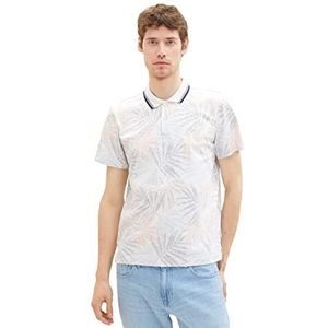 TOM TAILOR Heren 1036441 Poloshirt, 31837-Orange Colorful Leaf Design, L, 31837 - Oranje Colorful Leaf Design, L