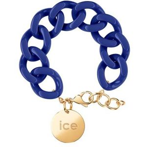 ICE - Jewellery - Chain bracelet - Lazuli blue - Gold - Blauwe XL mesh armband voor vrouwen met gouden medaille (020921)